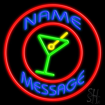 Custom Martini Glass Red Circle Neon Sign