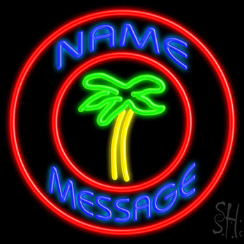 Custom Palm Tree With Circle Neon Sign