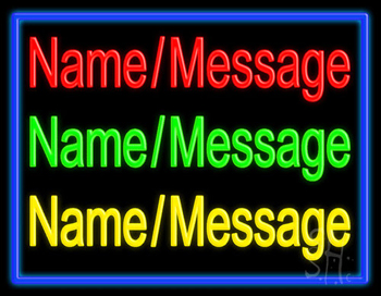 Custom In Red Green Yellow With Blue Border Neon Sign