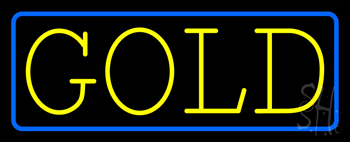 Yellow Gold Blue Border Neon Sign