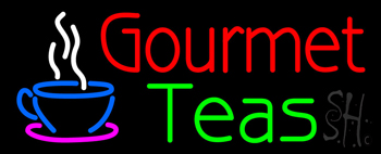 Gourmet Teas With Cup Logo Neon Sign