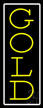 Vertical Yellow Gold White Border Neon Sign