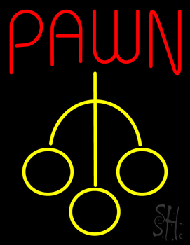 Red Pawn With Yellow Logo Neon Sign