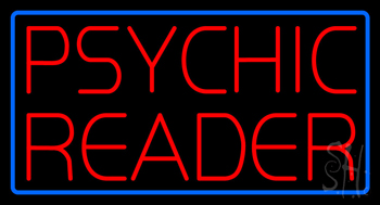 Red Psychic Reader Blue Border Neon Sign