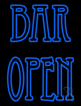 Blue Bar Open Double Stroke Neon Sign