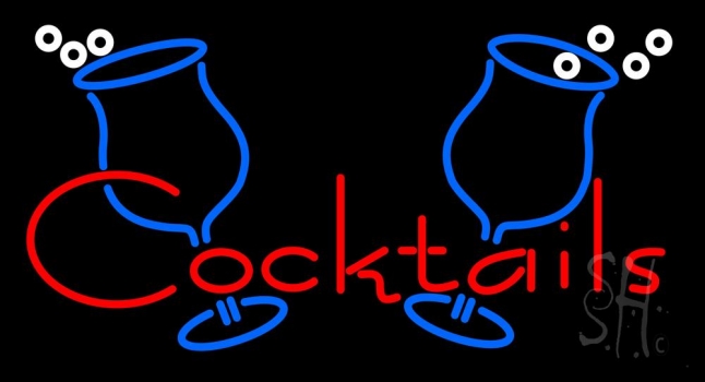 Cocktails With Two Glasses Neon Sign