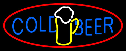 Cold Beer With Mug In Between Neon Sign