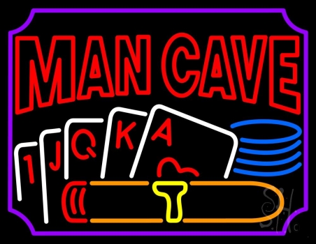 Mancave Beer With Cards Neon Sign