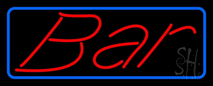 Red Bar With Blue Border Neon Sign