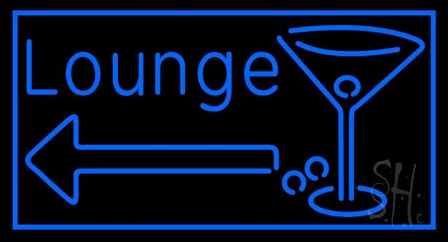 Blue Lounge With Arrow And Martini Glass Neon Sign