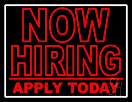 Now Hiring Apply Today Neon Sign