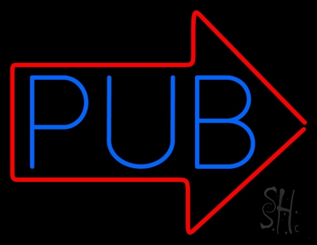 Pub With Arrow Neon Sign