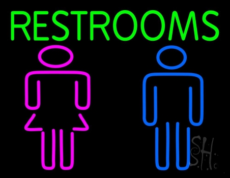 Restrooms With Men And Women Neon Sign