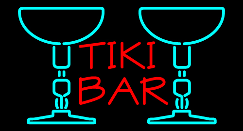 Tiki Bar With Two Martini Glasses Neon Sign