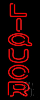 Vertical Red Liquor Neon Sign