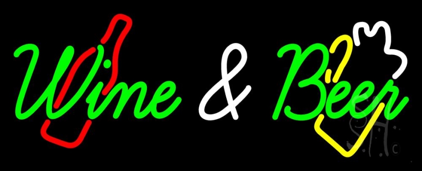 Wine Bottle And Beer Bottle Neon Sign