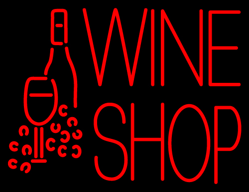 Wine Shop With Bottle And Glass Neon Sign