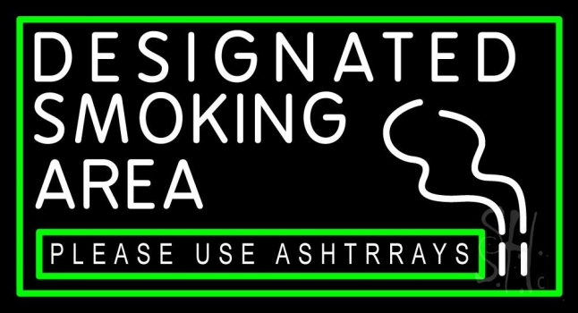 Designated Smoking Area Free Use Ashtrays Neon Sign