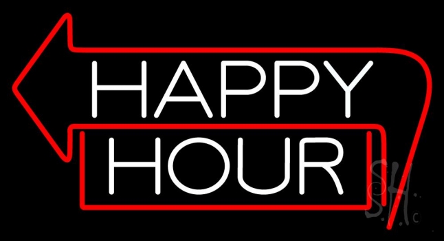 Happy Hour With Arrow Neon Sign