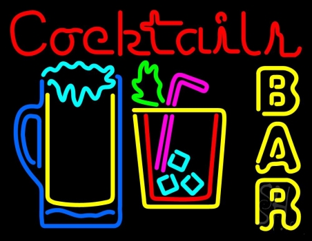 Cocktails Bar Open Neon Sign