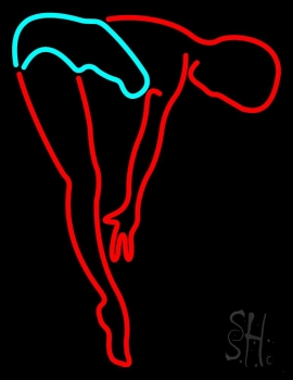 Girl Posing For Jumping In Swimming Pool Neon Sign