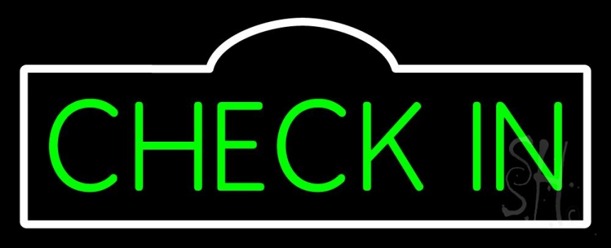 Green Check In Neon Sign