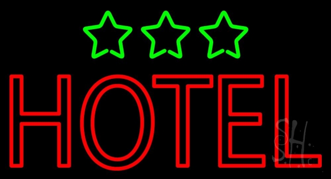 Hotel With Stars Neon Sign