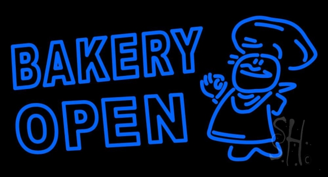 Bakery Open With Man Neon Sign