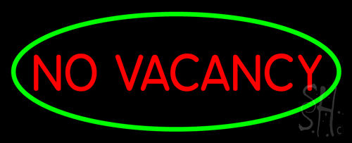 No Vacancy Oval Green Border Neon Sign