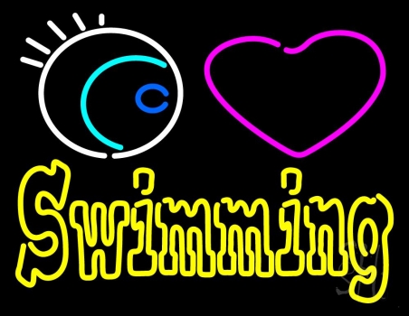 Swimming Yellow Neon Sign