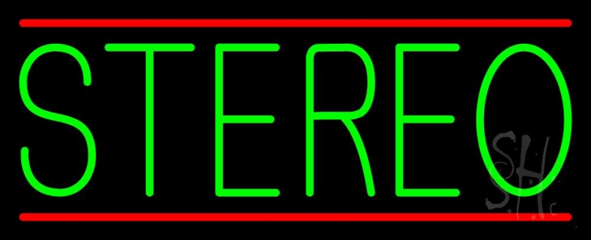 Green Stereo Block Red Line 2 Neon Sign