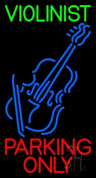 Green Violinist Red Parking Only 1 Neon Sign