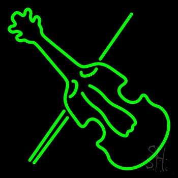 Green Violin Neon Sign