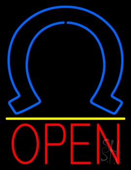Horseshoe Logo Open Neon Sign