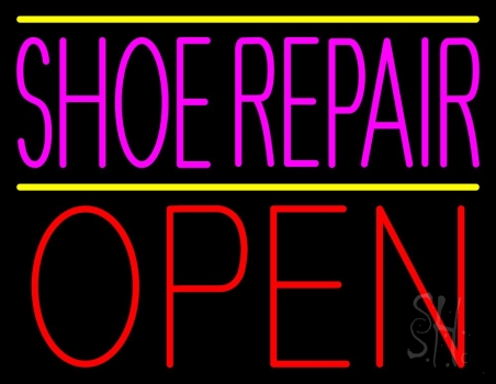 Pink Shoe Repair Open Neon Sign