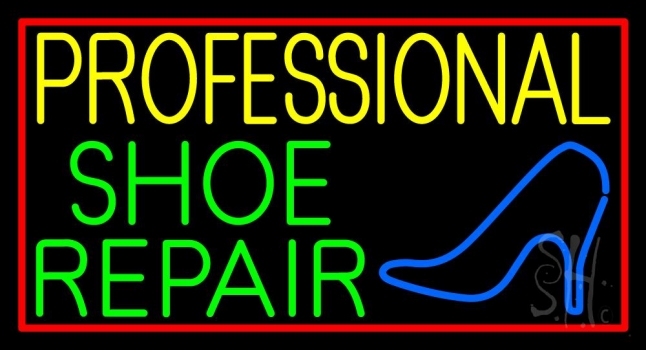 Professional Shoe Repair With Border Neon Sign