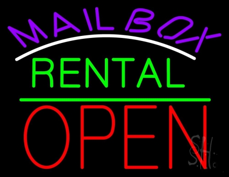Purple Mailbox Turquoise Rental With Open 1 Neon Sign