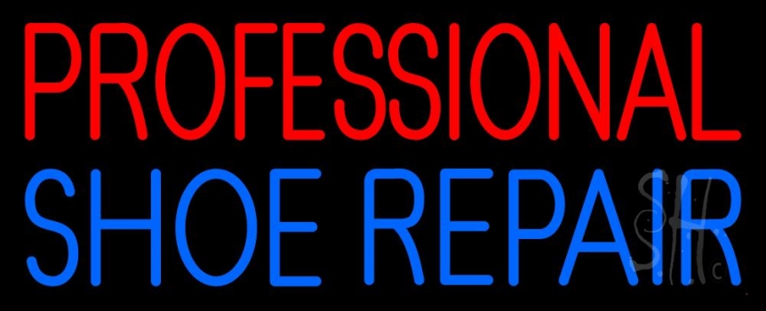 Red Professional Blue Shoe Repair Neon Sign