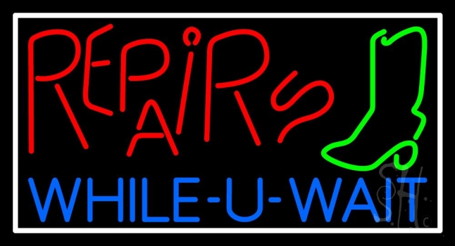Red Repairs Blue While You Wait Neon Sign