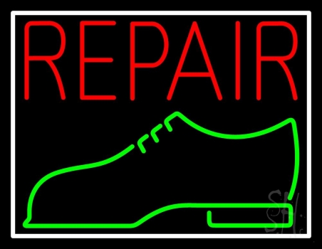 Red Repair Shoe Logo Neon Sign