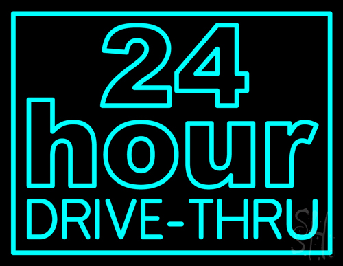 24 Hours Double Stroke Drive Thru Neon Sign