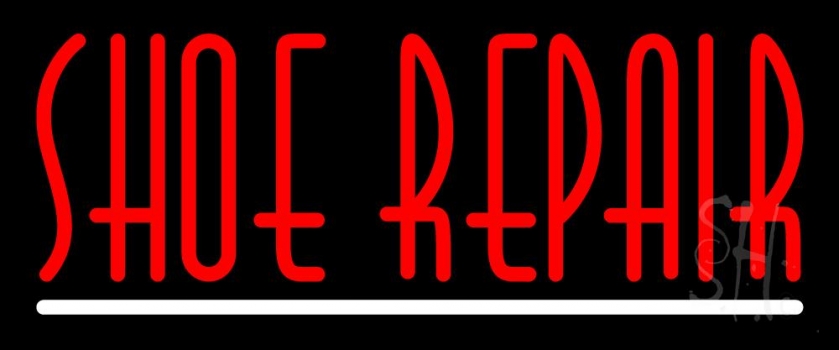 Red Shoe Repair With Line Neon Sign