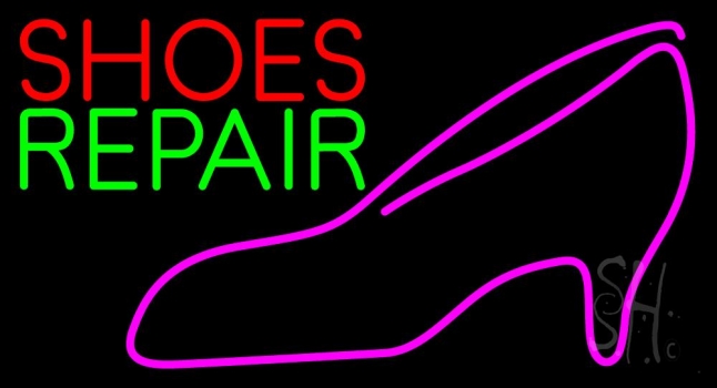 Red Shoes Green Repair Pink Sandal Neon Sign