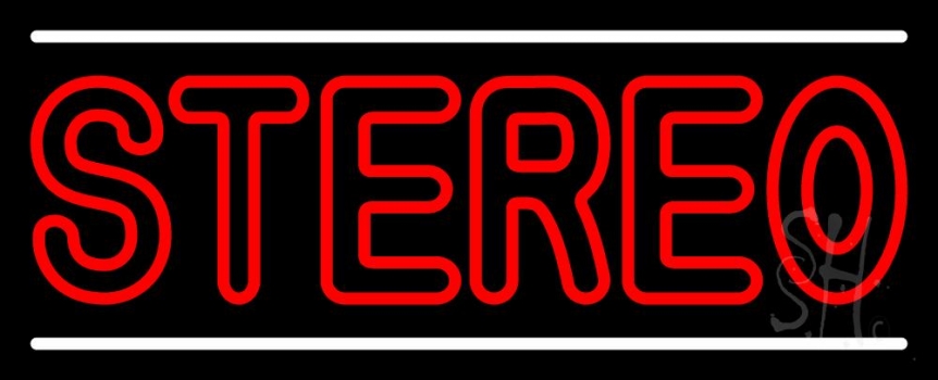 Red Stereo Block White Line Neon Sign