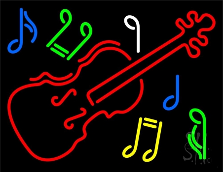 Violin Logo Block Neon Sign