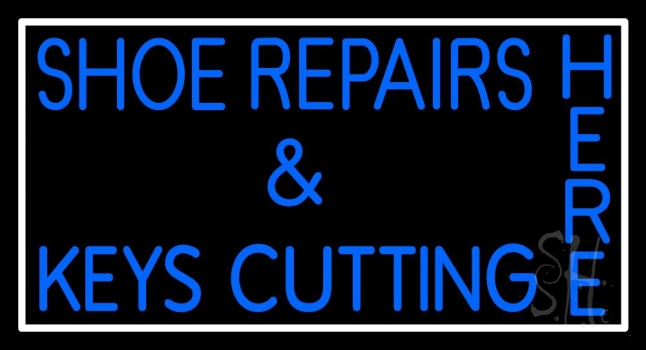 Shoe Repairs Key Cutting Here With Border Neon Sign