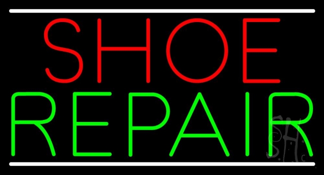 Shoe Repair White Lines Neon Sign