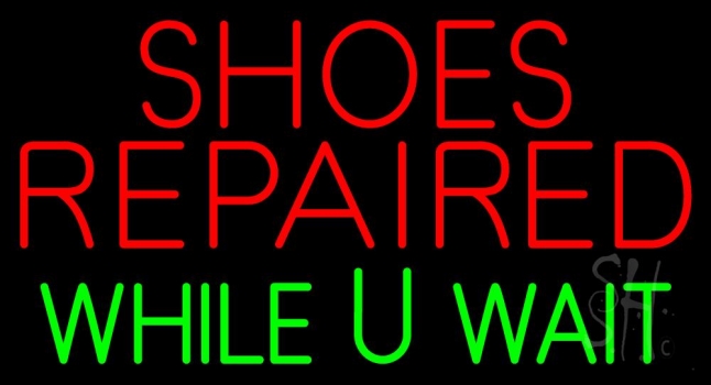 Shoes Repaired While You Wait Neon Sign