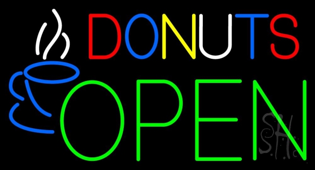 Donuts Open Neon Sign