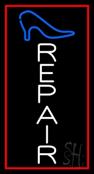 Vertical Shoe Repair With Border Neon Sign